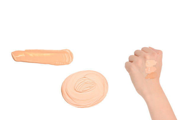 均匀，中等，深色色块的基础上的手隔离在白色。图片下载