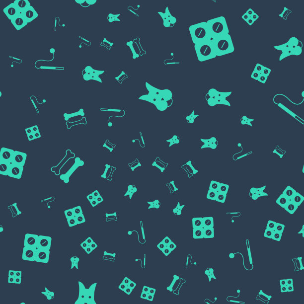 设置狗药丸骨和宠物猫玩具无缝图片下载