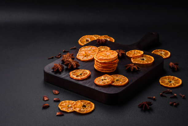 干圆形鲜橙色橘片图片下载