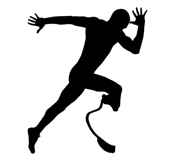 运动员跑残疾障碍上的假体黑色剪影在白色背景，矢量插图，夏季体育比赛图片下载