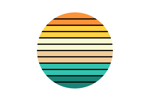 复古日出圈条纹形状几何抽象图片下载