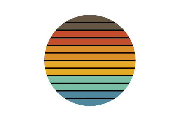 80年代复古风格圆形几何形状复古日落图片下载