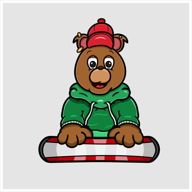 吉祥物熊滑冰冰标志。图片下载