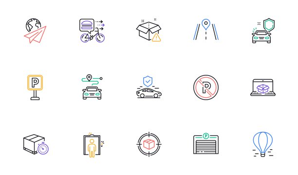 在线配送，食品配送和旅程线图标的网站，打印。为设计。向量图片下载