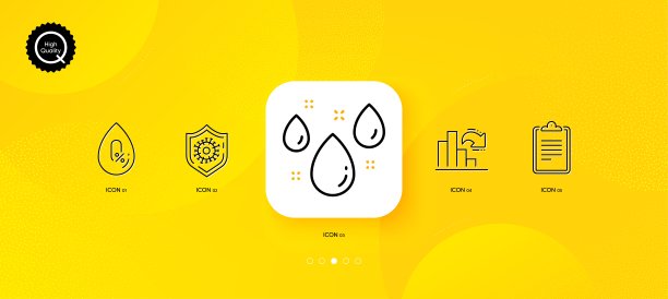 新冠病毒防护、禁止酒精、雨天天气极简线性图标图片下载
