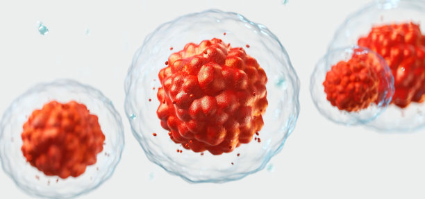 人类细胞或胚胎干细胞显微镜背景的3D渲染图片下载