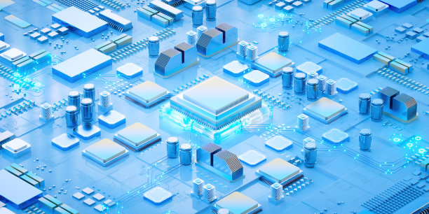 赛博朋克AI的3D渲染。电路板。技术背景。中央计算机处理器CPU和GPU的概念。主板数字芯片。科技背景。图片下载