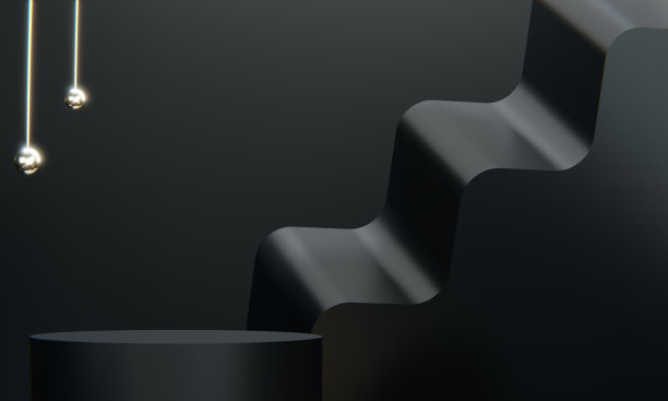 时尚产品背景和黑色讲台展示与空白背景。图片下载