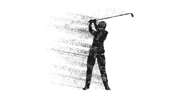白色背景上高尔夫球手的抽象剪影。高尔夫球手击球。矢量图图片下载