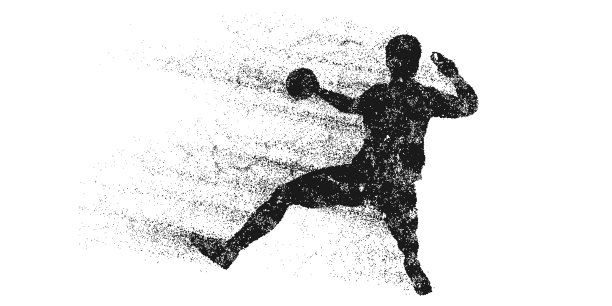 白色背景上手球运动员的抽象剪影。手球运动员正在投球。矢量图图片下载