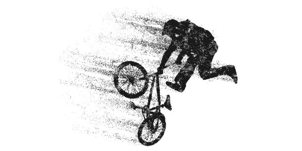 一个小轮车骑手的抽象剪影，男人正在做一个魔术，孤立在白色背景上。自行车运动交通工具。矢量图图片下载