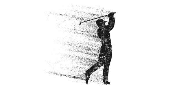 白色背景上高尔夫球手的抽象剪影。高尔夫球手击球。矢量图图片下载