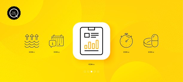 医疗药物、定时器和蒸发简约线条图标图片下载