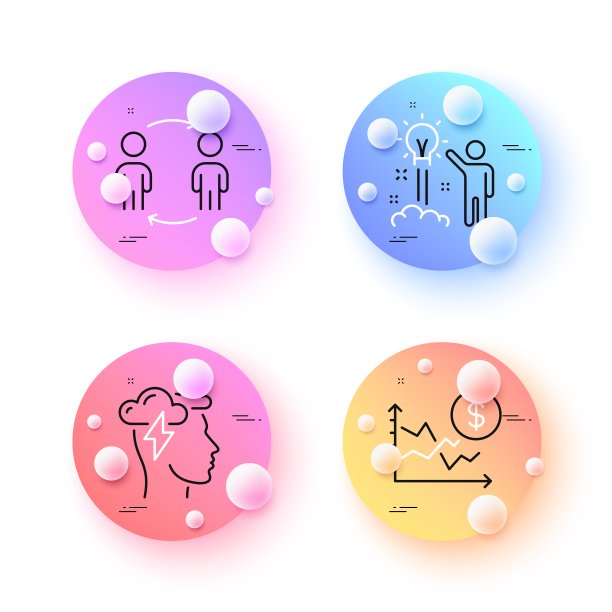 工作流程、美元汇率和创意极简线性图标。适用于Web应用程序、印刷。矢量图片下载