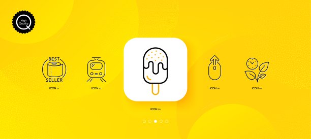 冰淇淋、树叶和火车极简线条图标矢量素材图片下载