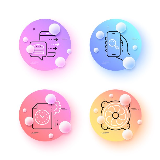 项目截止日期，食品订单和搜索应用程序最小线图标。对于web应用，打印。向量图片下载