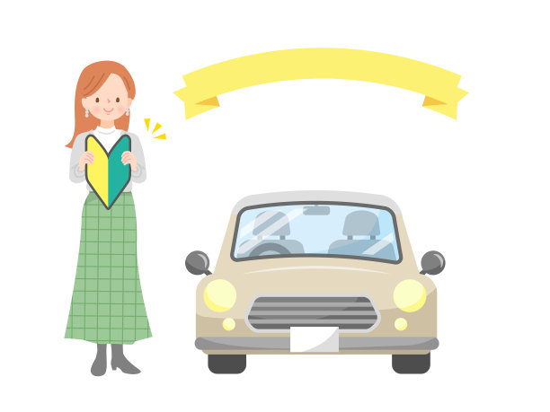 年轻女子，初学者标志和简单的车图片下载