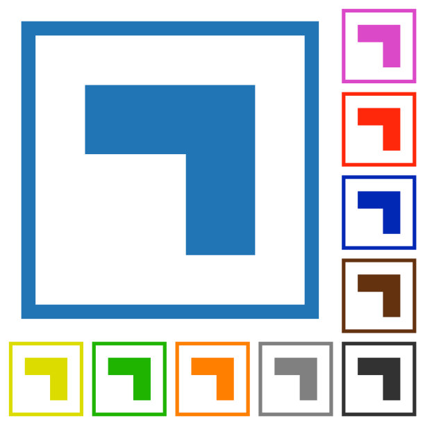 右上90度角箭头实心平面框图标图片下载