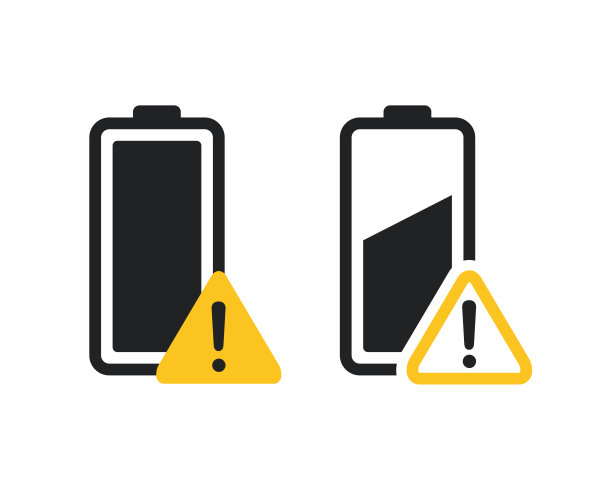 电池警告图标。说明向量图片下载