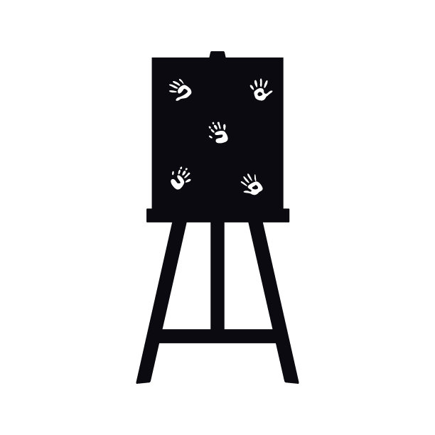 平面矢量绘画工具在幼稚的风格。手绘艺术用品，帆布画架图片下载