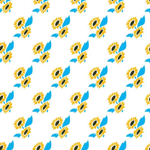 夏季向日葵艺术矢量图形无缝模式图片下载