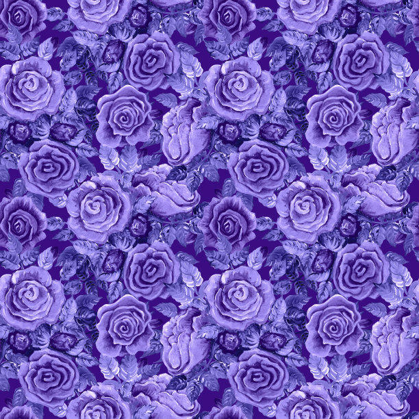 无缝的蓝色图案与玫瑰图案。图片下载