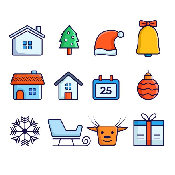 圣诞图标集。矢量插图。图片下载
