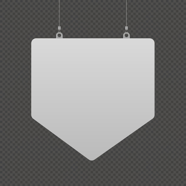 空干净悬挂吊坠模型在几何五边形形状上透明的背景出售报价公告，促销。逼真的模拟假人展示模板。模型图片下载