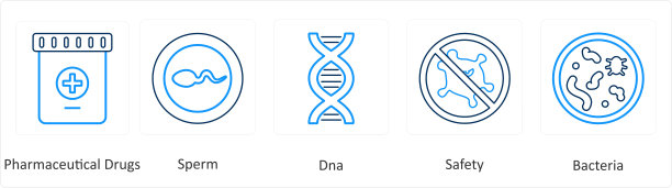 6个医疗图标，包括药品、精子和DNA图片下载
