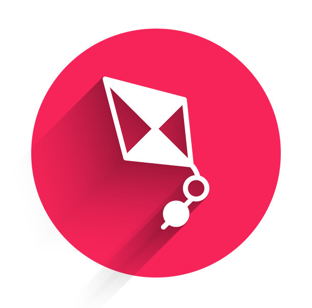 白色风筝图标孤立着长长的影子图片下载