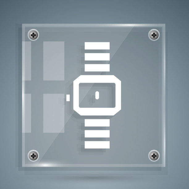 白色腕表图标孤立在灰色背景图片下载