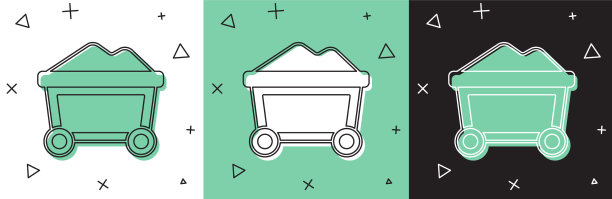 设置矿山车与金色图标隔离在白色和图片下载