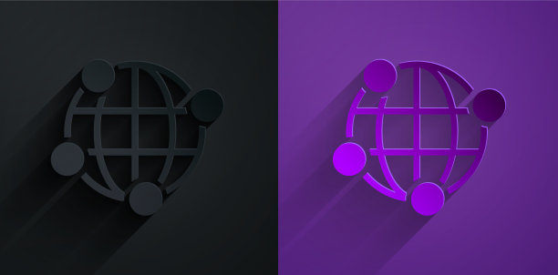 剪纸全球科技或社交网络图标图片下载