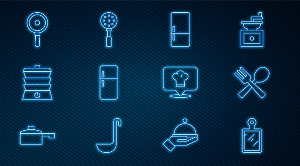 将线切菜板交叉叉子和勺子图片下载