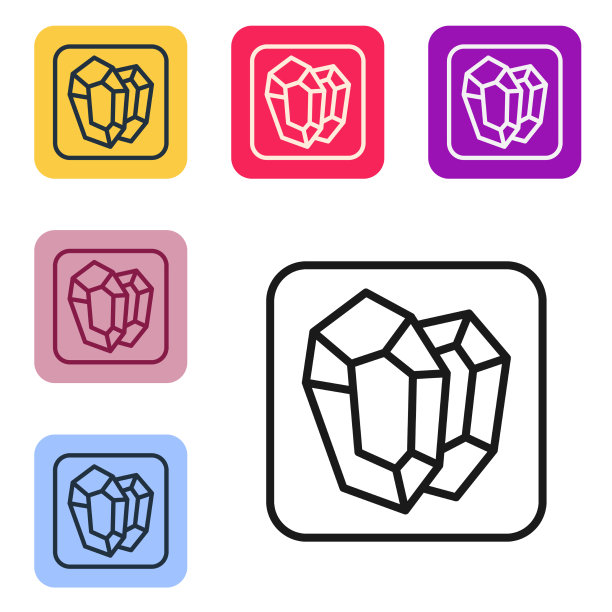 黑线宝石石图标孤立于白色图片下载