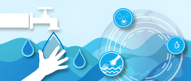 世界水日和节约用水运动倡导生态环保理念和剪纸风格。生活方式，自然，环境，横幅，复制空间，网站-3d渲染图片下载