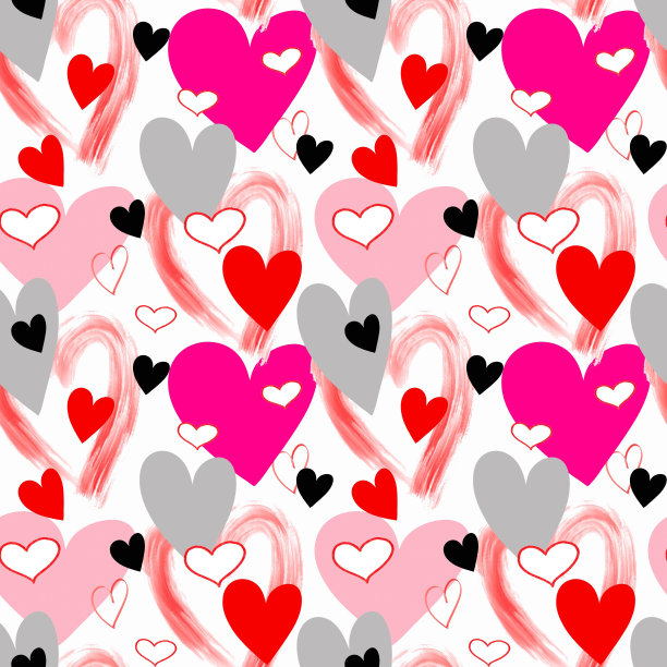 浪漫的无缝模式。情人节的背景是心形的图片下载