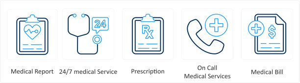 一套6医疗图标作为辐射标志，医疗邮件，牙刷图片下载