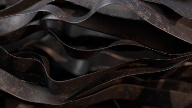 抽象的概念。许多棕色橡胶带移动得又慢又快。波。皮带。三维动画图片下载