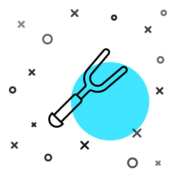 黑线烧烤叉图标孤立在白色上图片下载