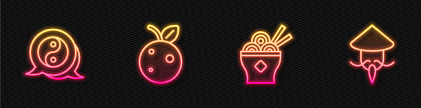 在碗中设置线条亚洲面阴阳符号图片下载