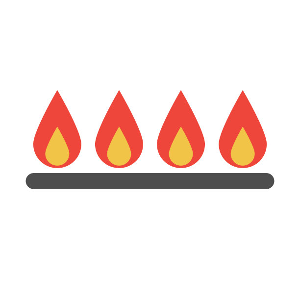 简单的煤气炉和火图标。向量。图片下载