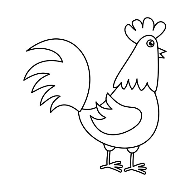 可爱的母鸡在侧面白色的背景颜色矢量图片下载
