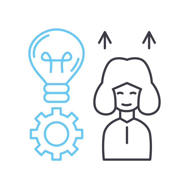 认知过程线图标，轮廓符号，矢量插图，概念符号图片下载