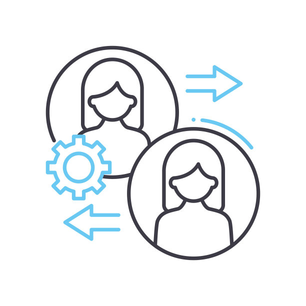 协作通信线图标，轮廓符号，矢量插图，概念符号图片下载