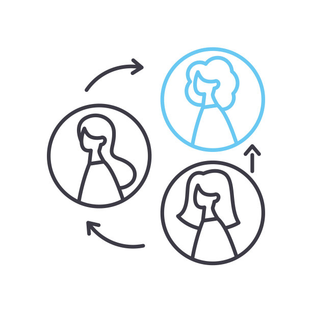 协作线图标，轮廓符号，矢量插图，概念符号图片下载