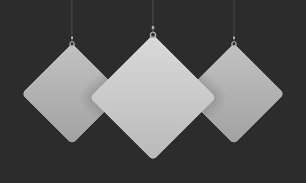 空干净的3个耳环模型在几何钻石方形形状上透明的背景出售提供公告促销。逼真的模拟假人展示模板。图片下载