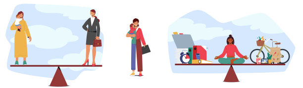 女性平衡事业和母亲的天平，两者之间的选择挑战促进妇女的权利图片下载