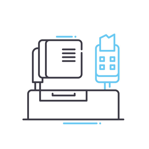 结帐线图标，轮廓符号，矢量插图，概念符号图片下载