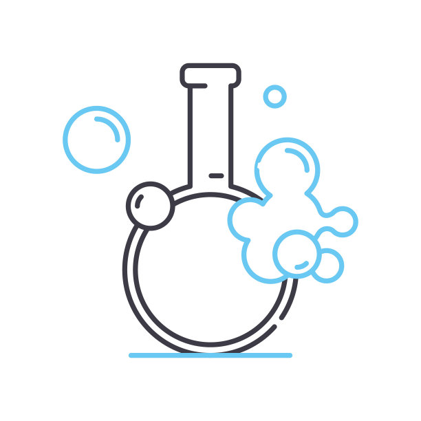 化学反应线图标，轮廓符号，矢量插图，概念符号图片下载